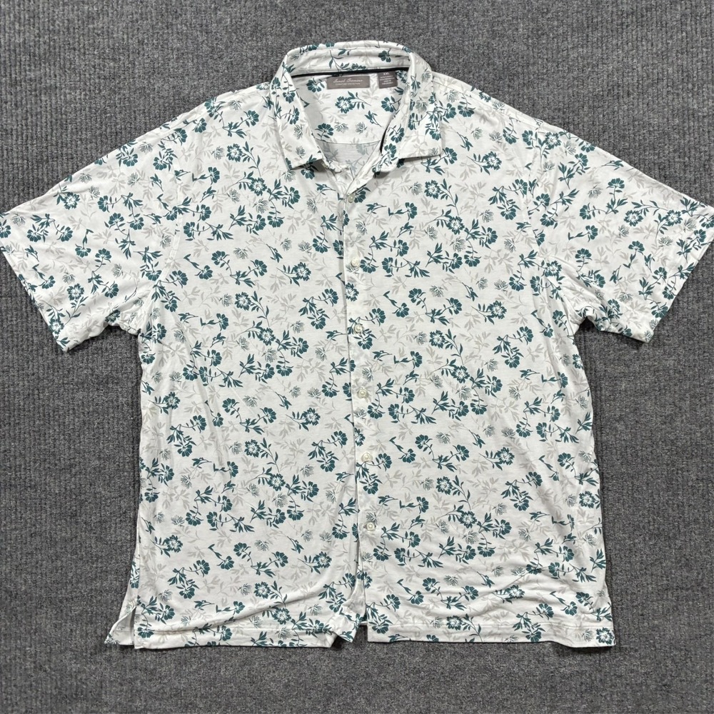Daniel Cremieux Signature Collection Mens Button Up Shirt 2XL White Floral Print